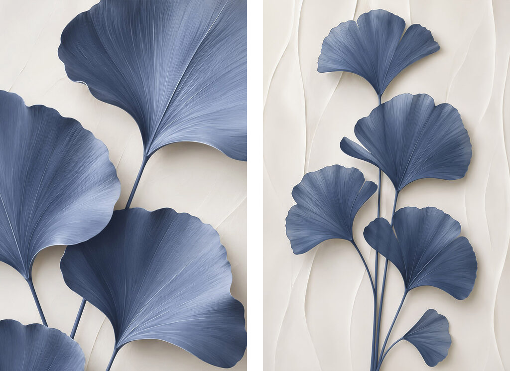 Foglie blu a ventaglio — design completo