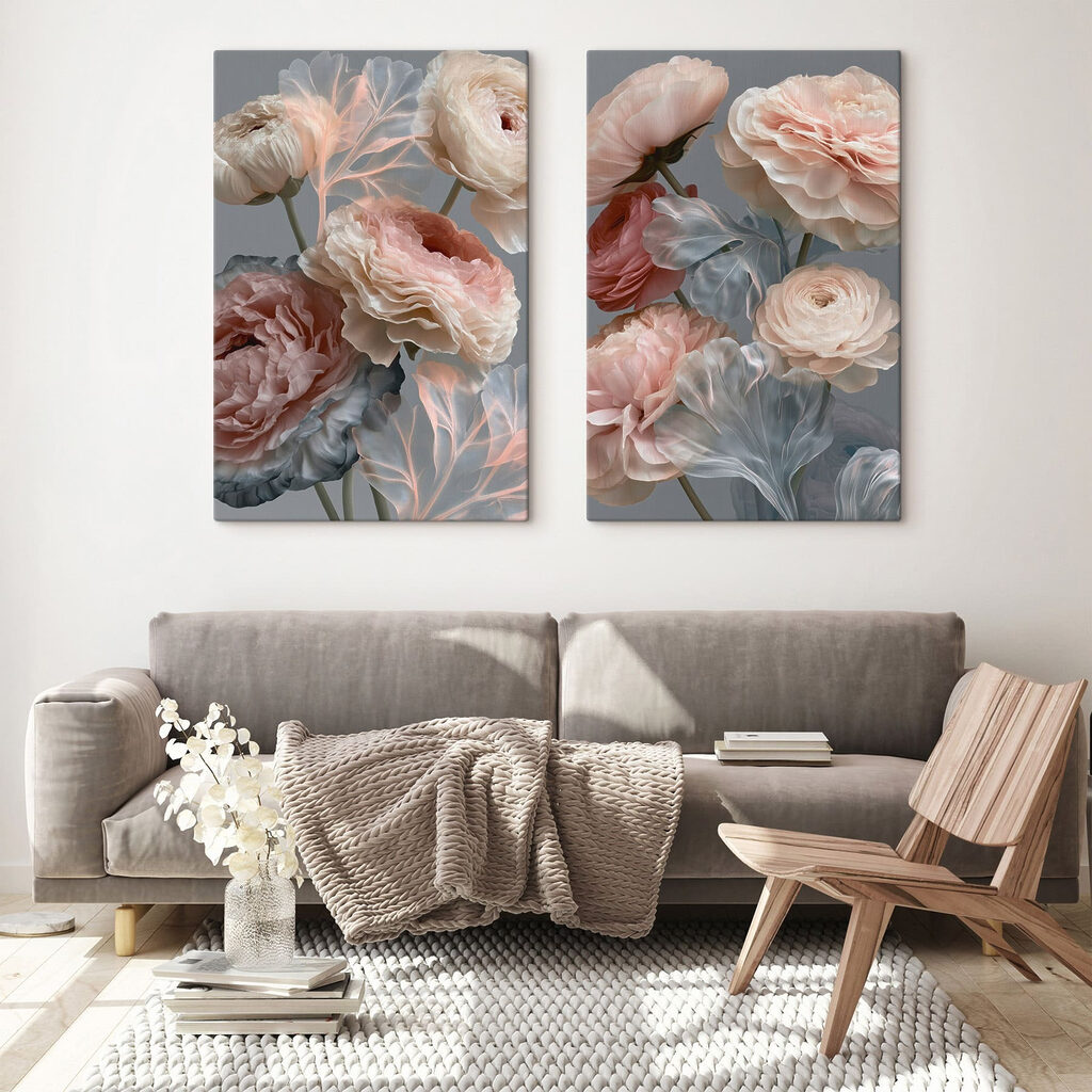 Fiori in toni pesca in un ambiente