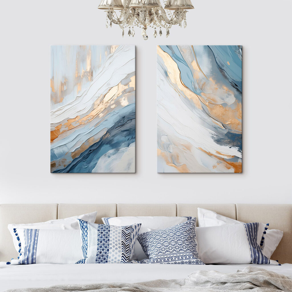 Strati blu e oro in un ambiente