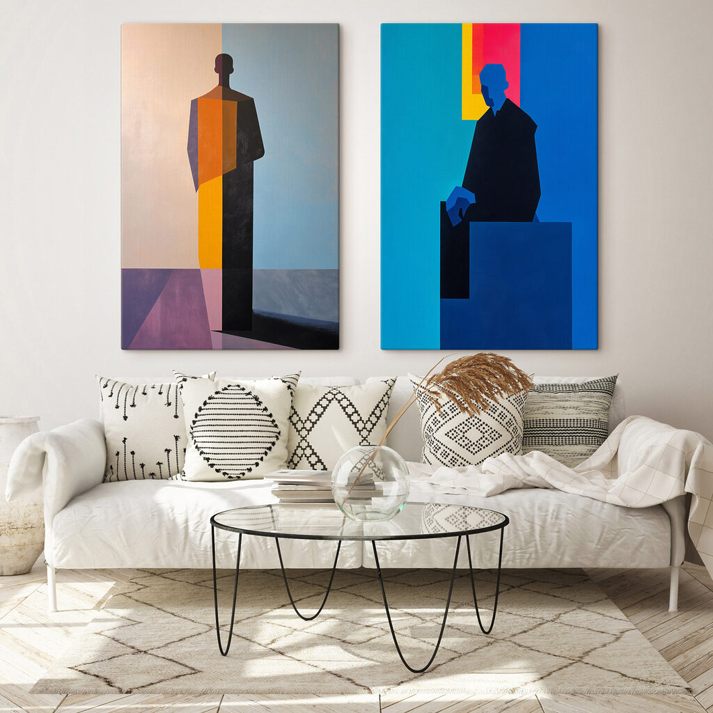 Figure tra colori vivaci in un ambiente