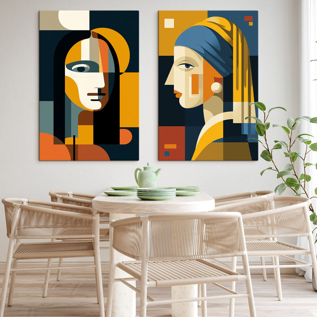 Sguardi giallo e blu in un ambiente