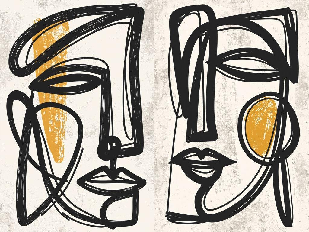 Volti dalle guance ocra — design completo
