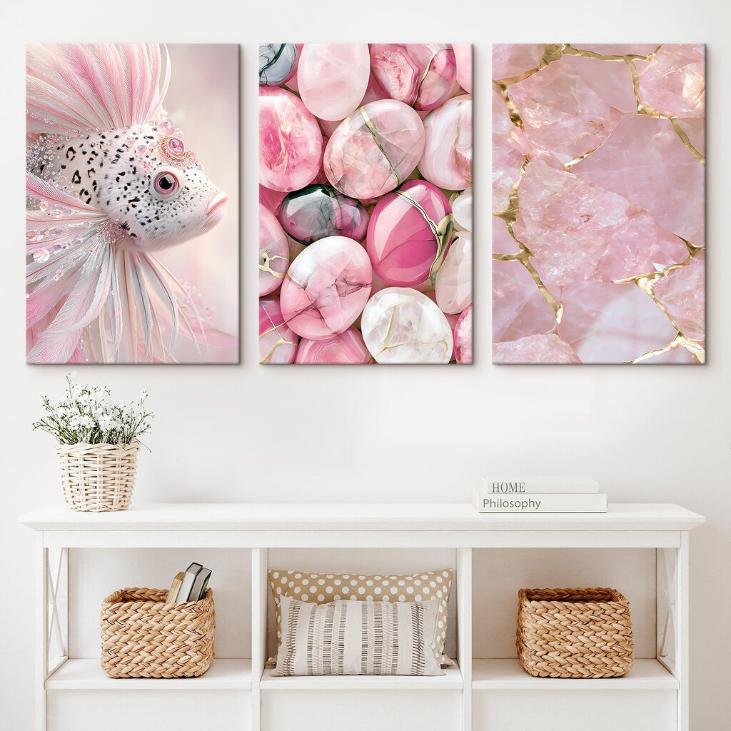 Pietre rosa e bianche in un ambiente