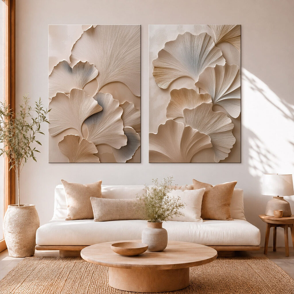 Ventagli in beige morbido in un ambiente