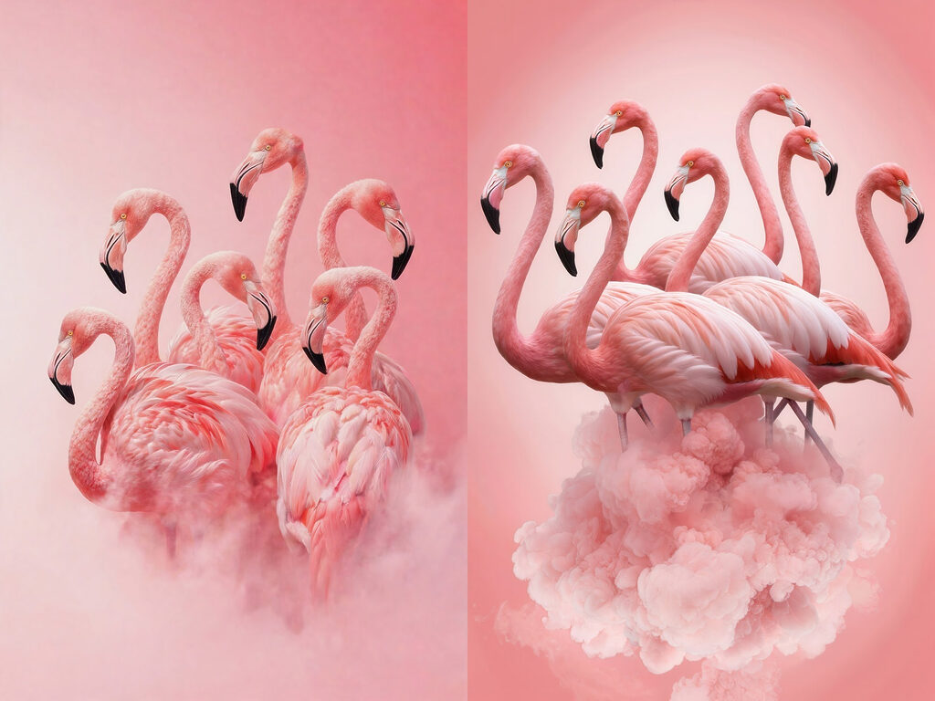 Fenicotteri tra le nuvole — design completo