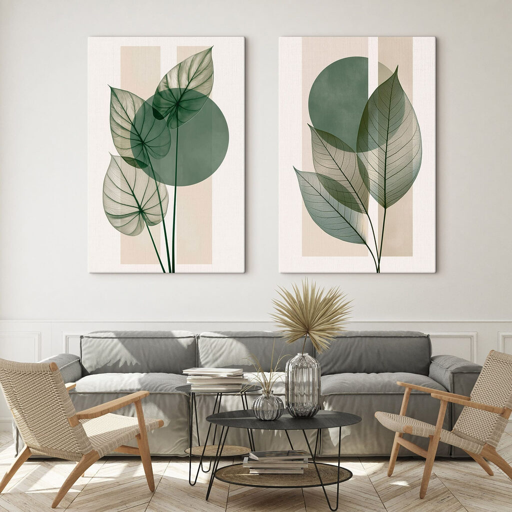 Foglie verdi eleganti in un ambiente