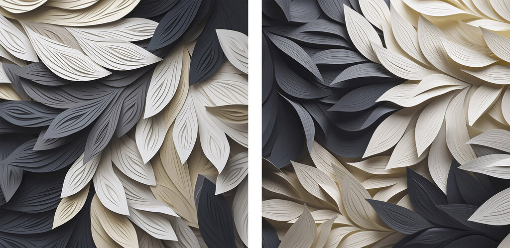 Ventagli bianchi e neri — design completo