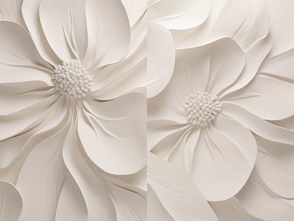 Fiore bianco in rilievo — design completo