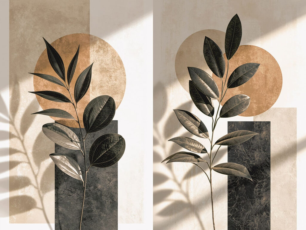 Foglie e forme geometriche — design completo