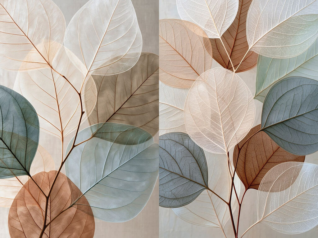 Rami di foglie trasparenti — design completo