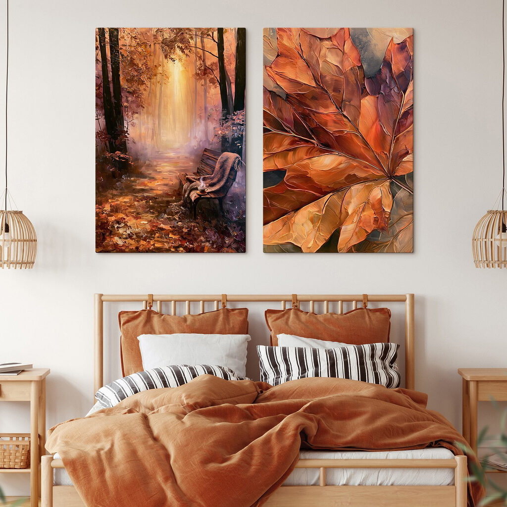 Panchina e foglia d’autunno — ambiente 1