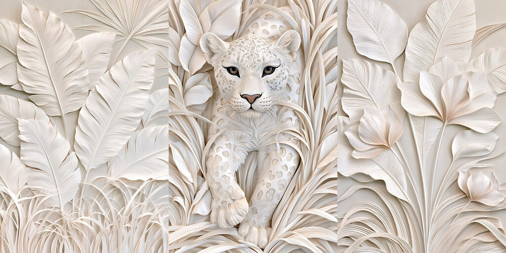 Felino tra le foglie — design completo