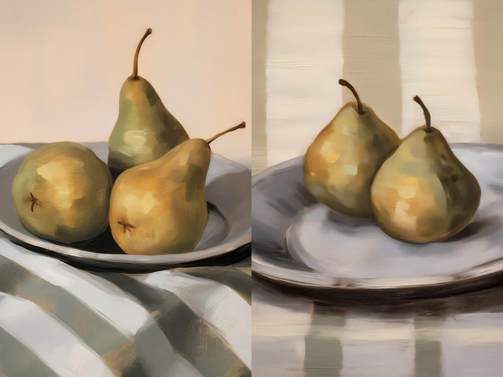 Pere su un piatto — design completo