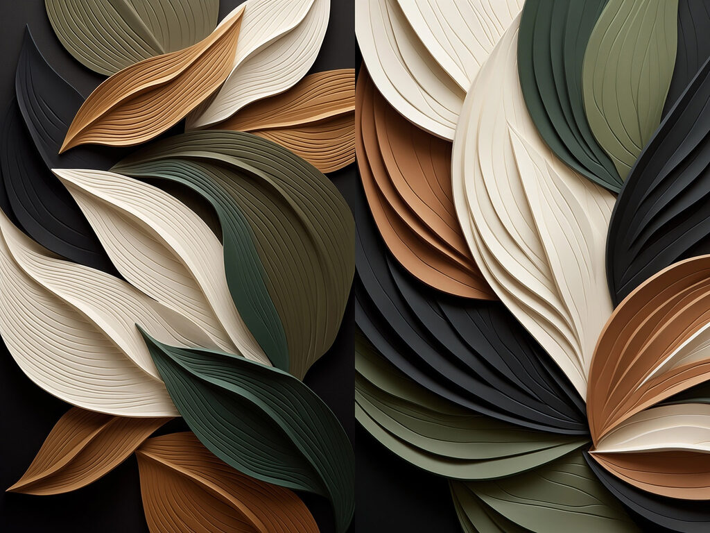 Foglie in pieghe scure — design completo