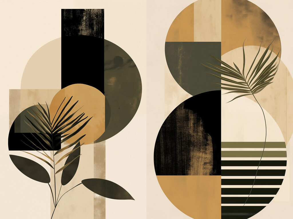 Palme nei cerchi ocra — design completo