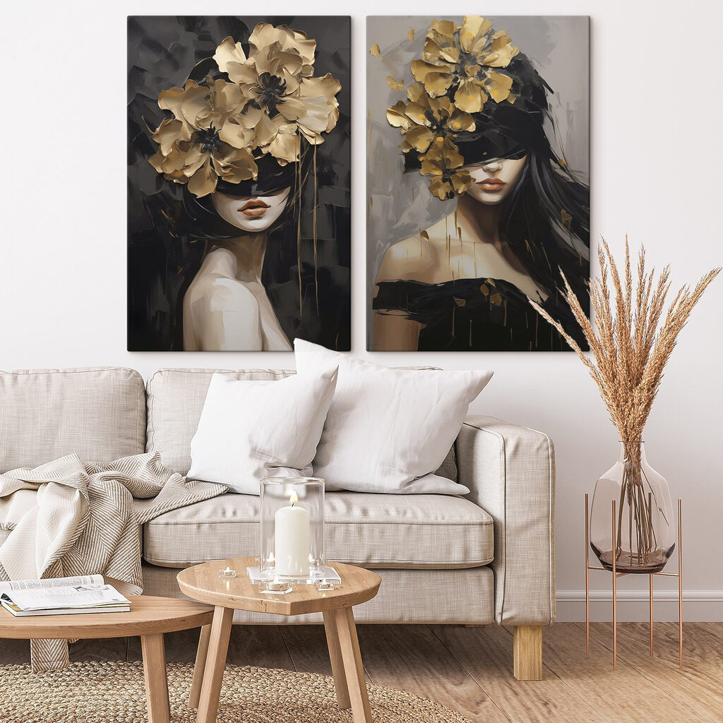 Fiori dorati sui volti — ambiente 2
