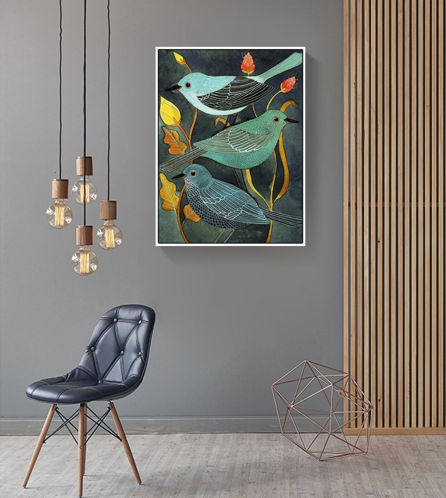 Tre uccelli tra fiori — ambiente 3