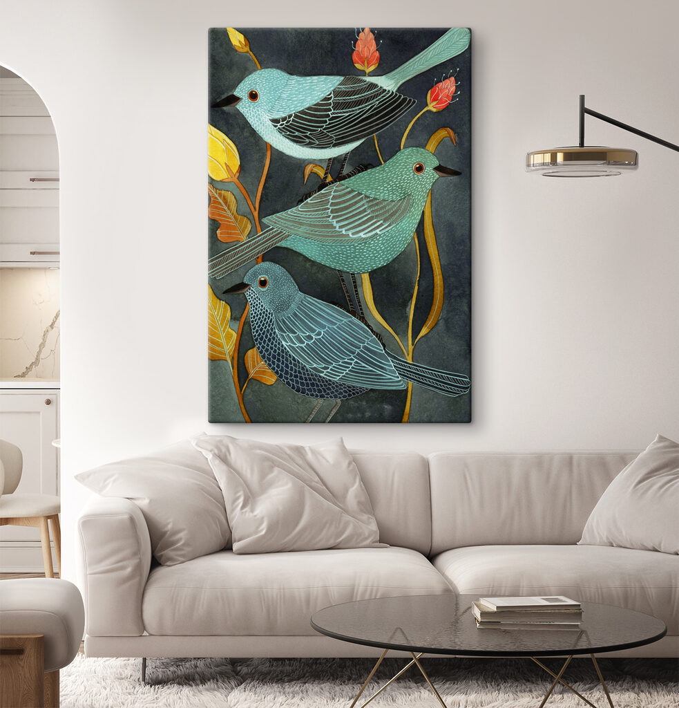 Tre uccelli tra fiori — ambiente 8
