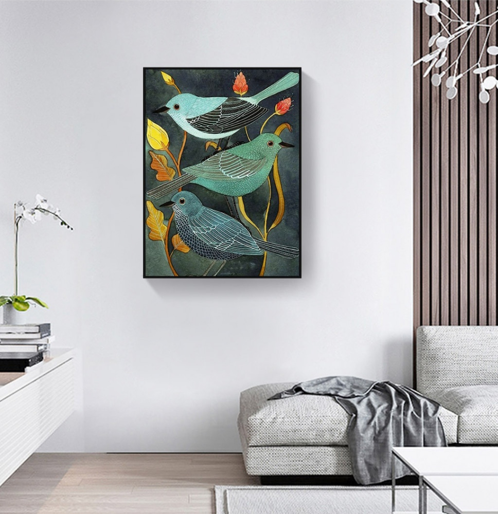 Tre uccelli tra fiori — ambiente 4