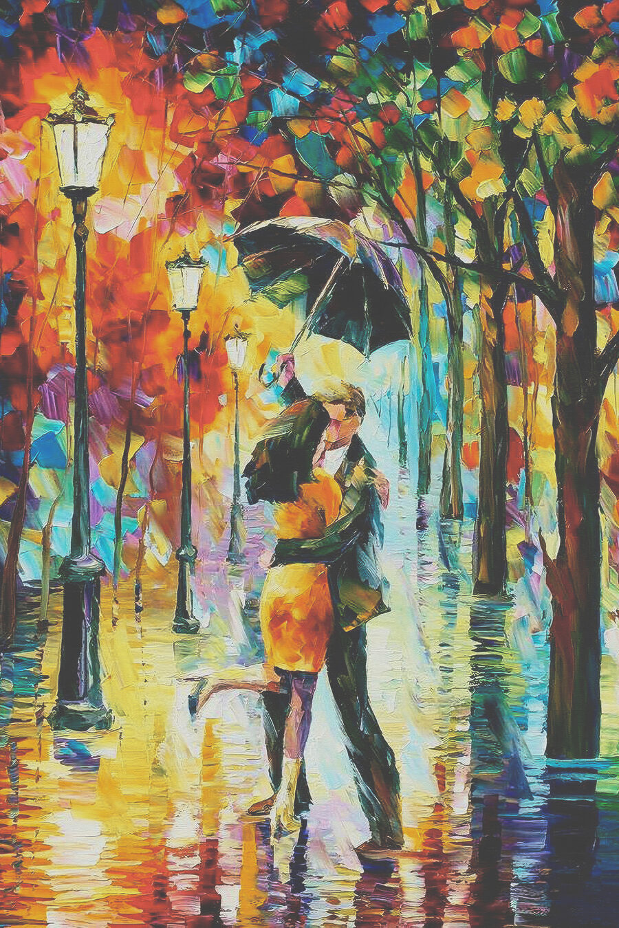Bacio sotto la pioggia — design completo