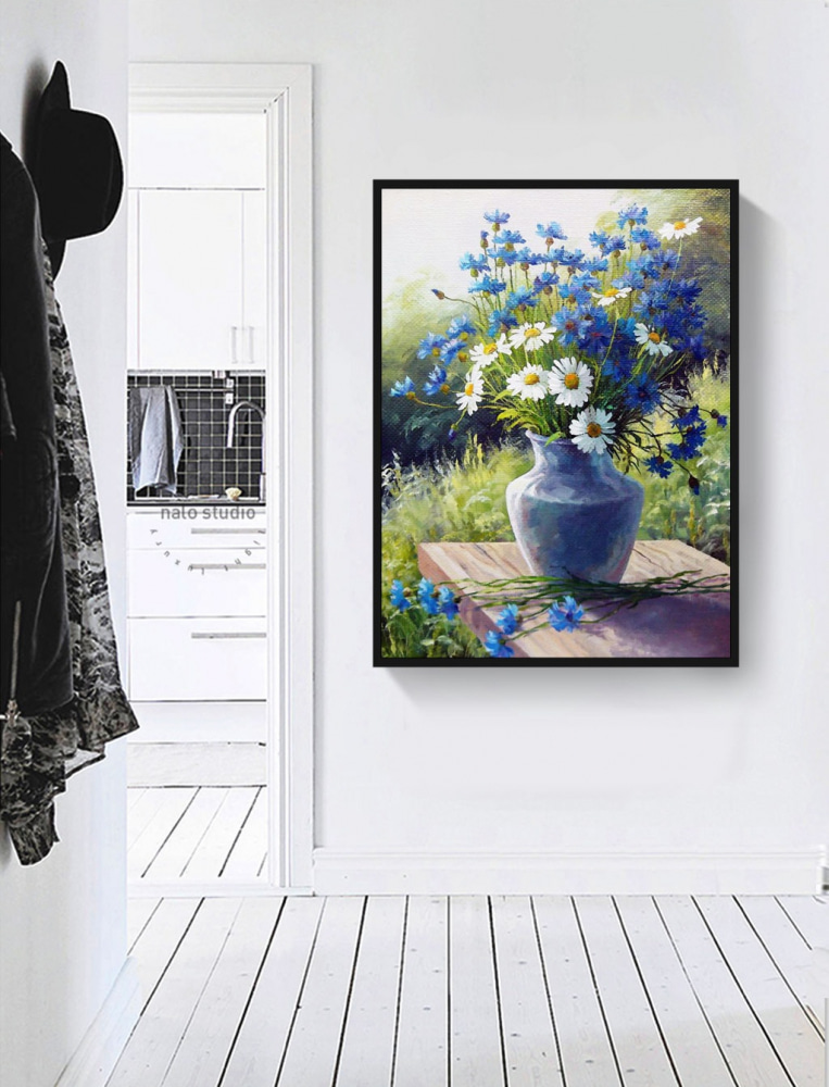 Fiori blu in vaso — ambiente 1