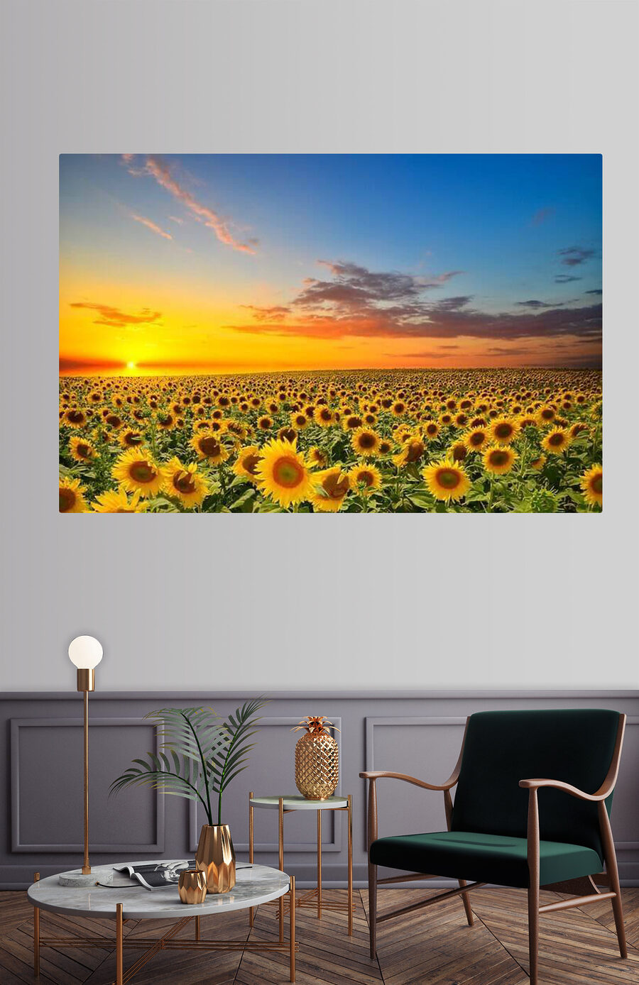 Girasoli al tramonto in un ambiente