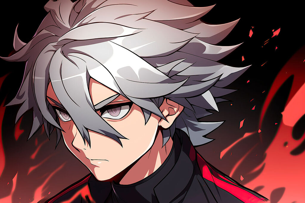 Anime in bagliore rosso — design completo