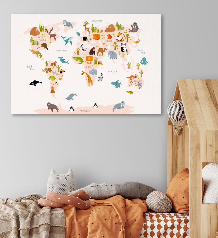 Mappa piena di animali in un ambiente