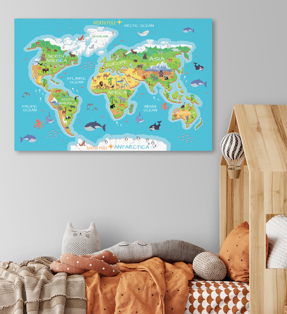 Giro del mondo colorato in un ambiente