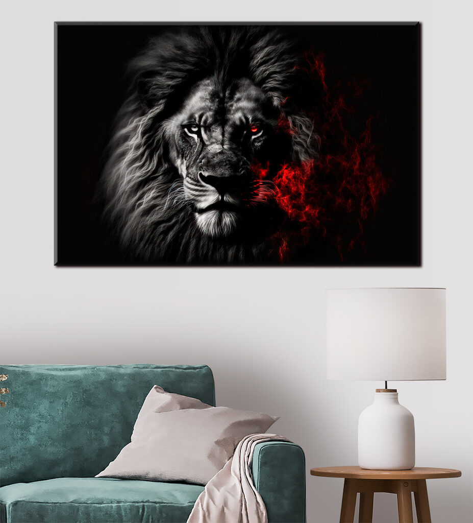 Leone nel bagliore rosso — ambiente 2
