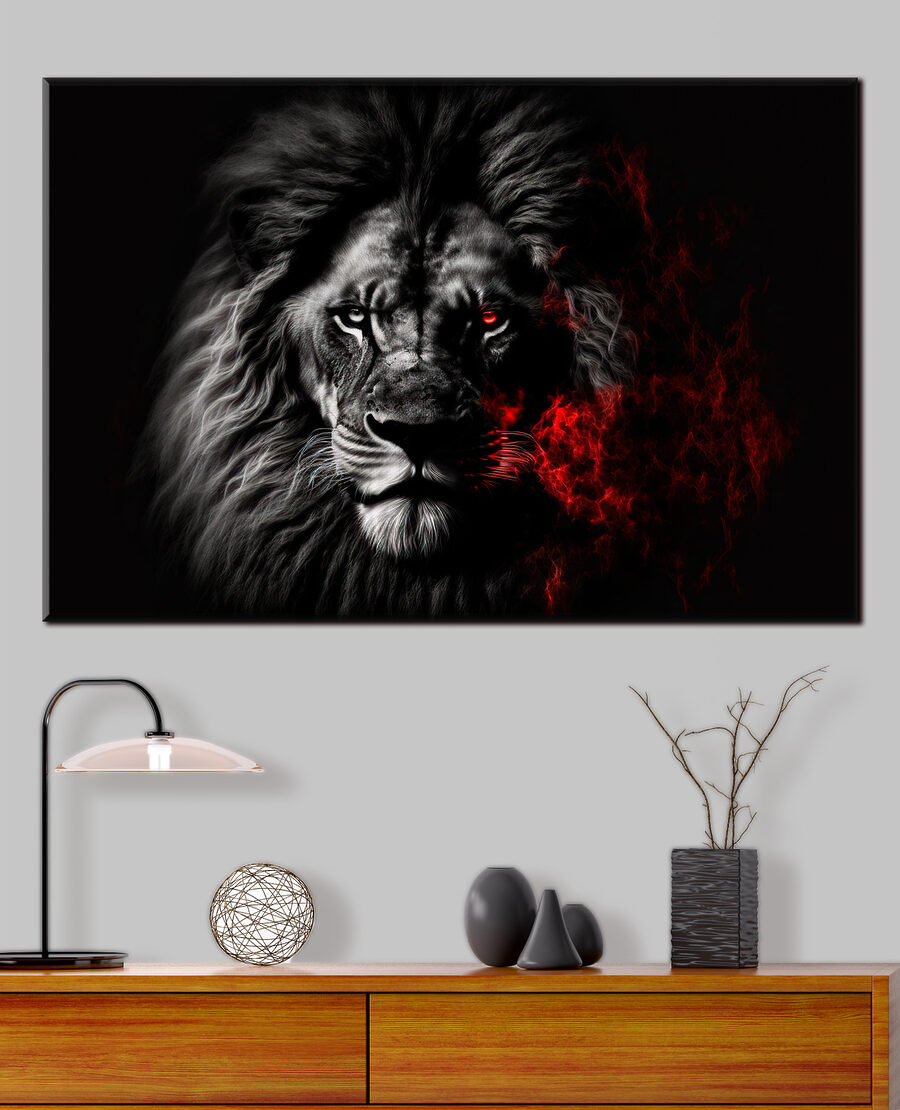 Leone nel bagliore rosso — ambiente 3