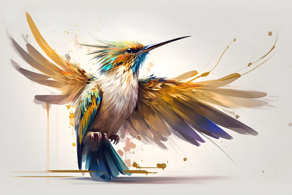 Colibrì con ali spiegate — design completo