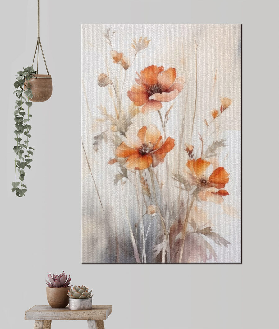 Fioritura arancione su steli in un ambiente
