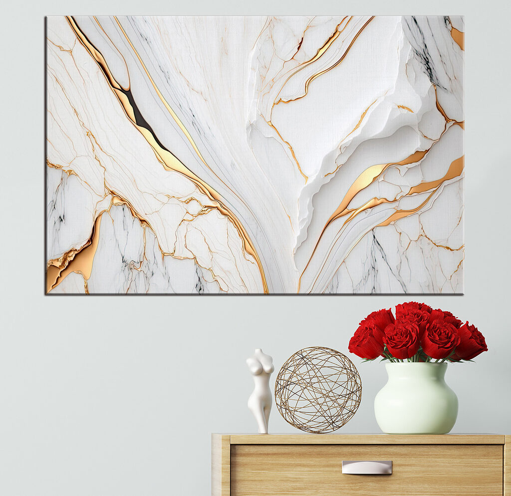 Venature dorate sul bianco — ambiente 2