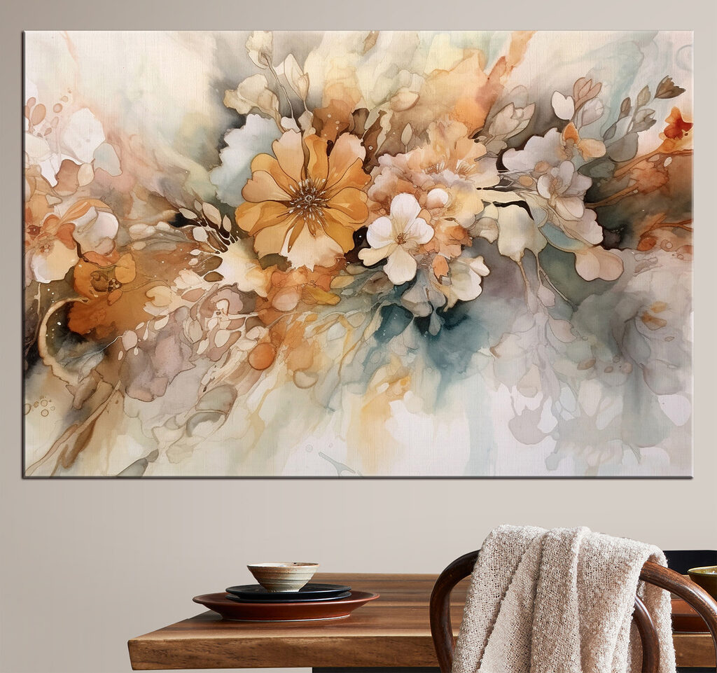 Fiori in acquerello caldo in un ambiente