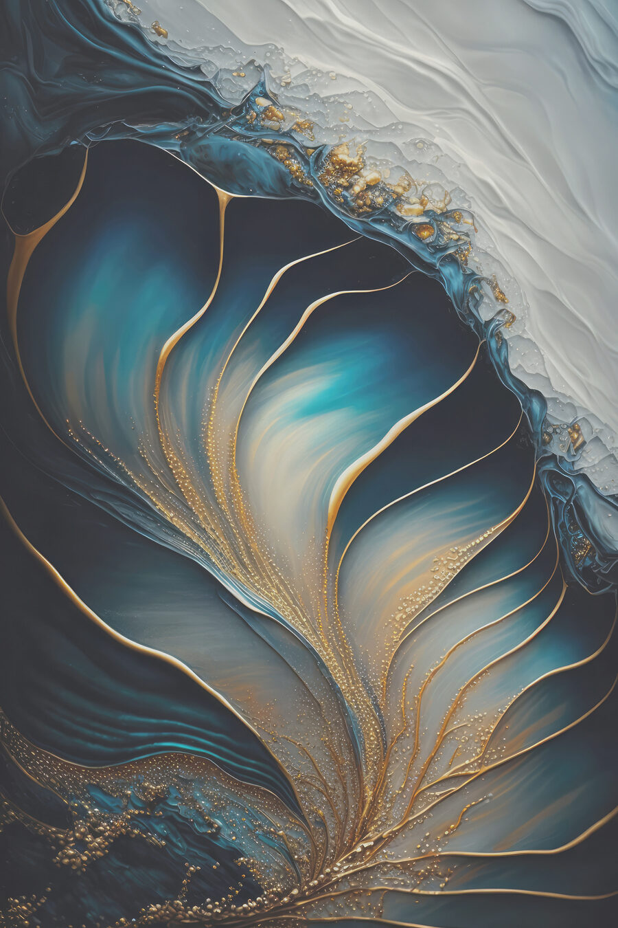 Pieghe blu, nervi d’oro — design completo