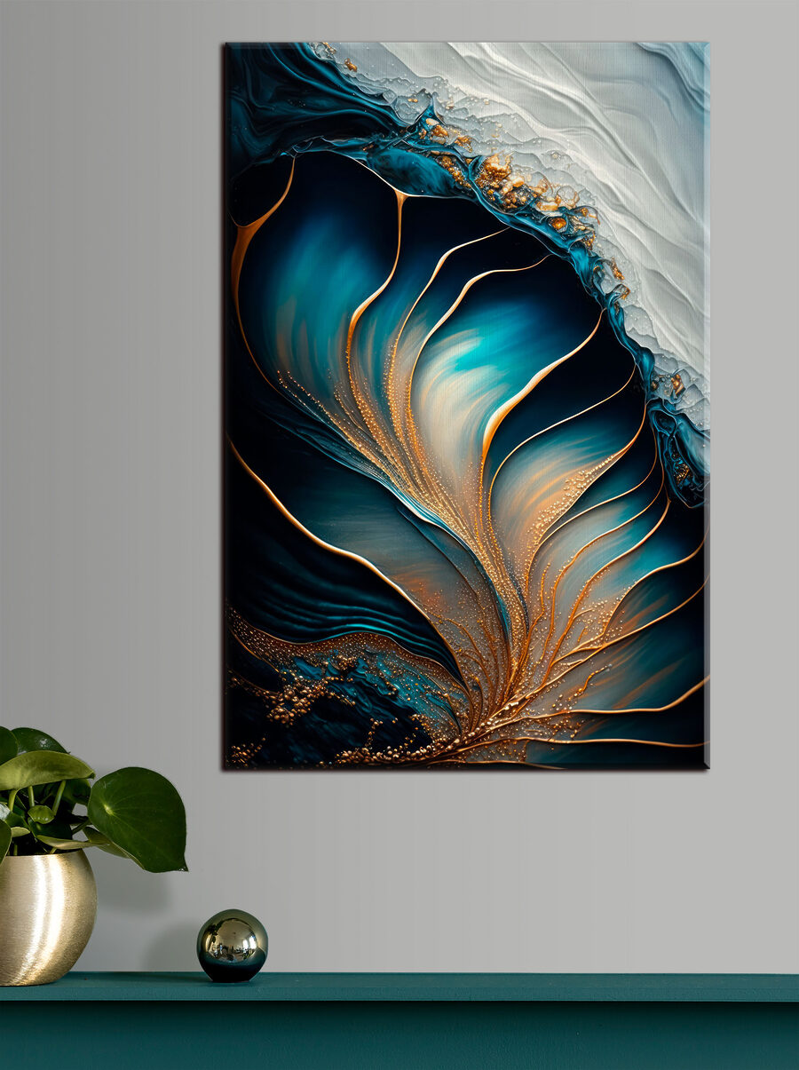 Pieghe blu, nervi d’oro — ambiente 1