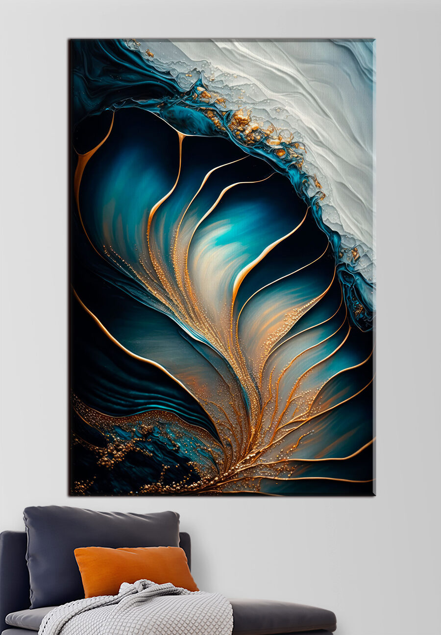 Pieghe blu, nervi d’oro — ambiente 2