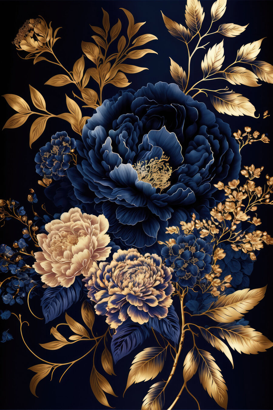 Fiori in blu reale — design completo