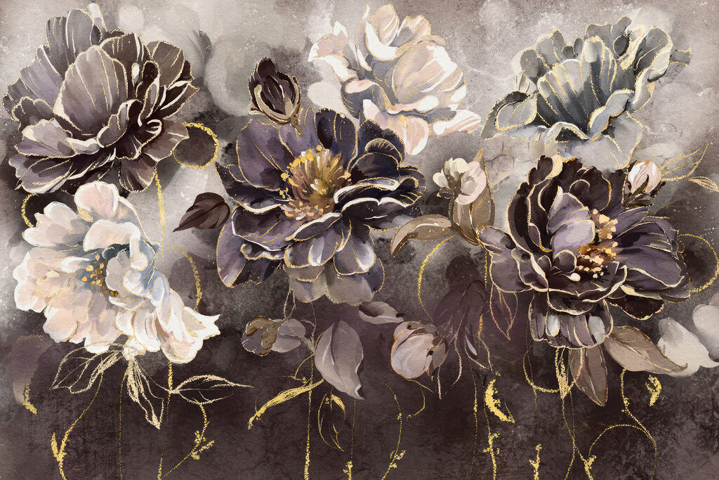 Fiori in grigi profondi — design completo