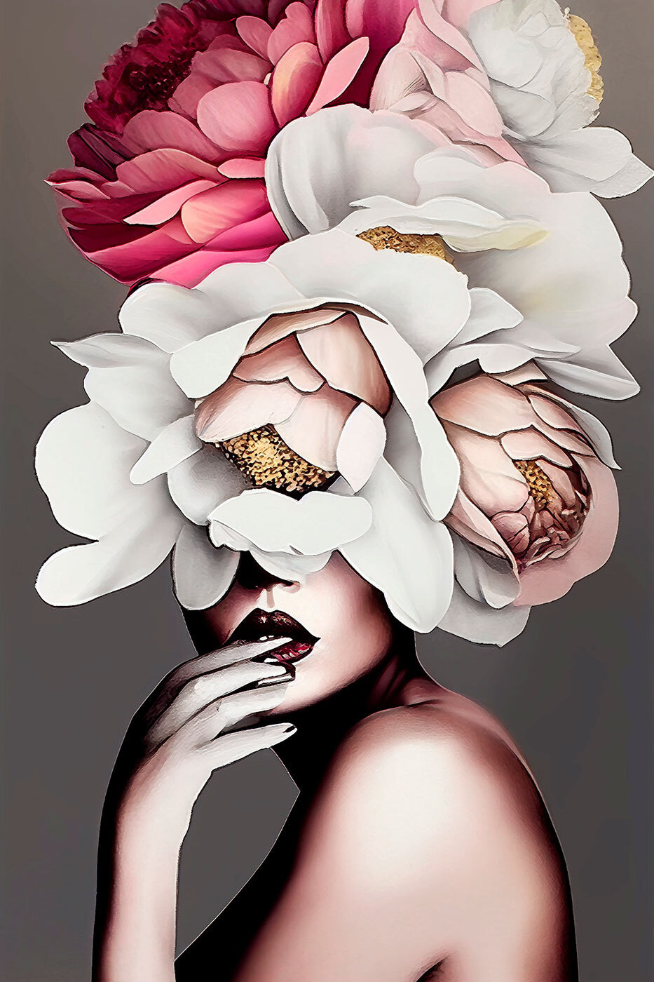 Volto dietro i fiori — design completo