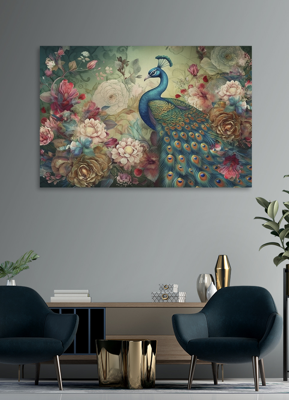 Pavone tra le rose — ambiente 2