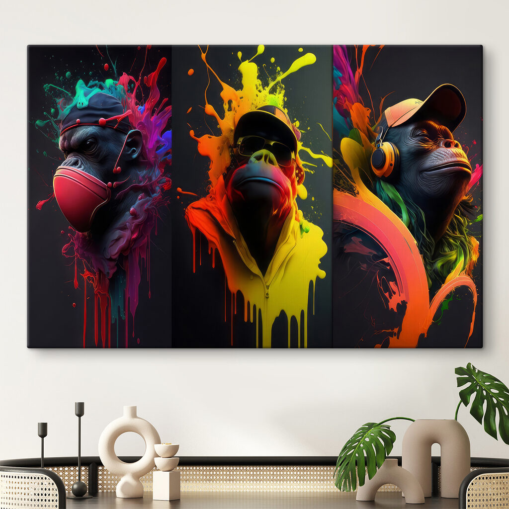 Scimmie in schizzi colorati — ambiente 4