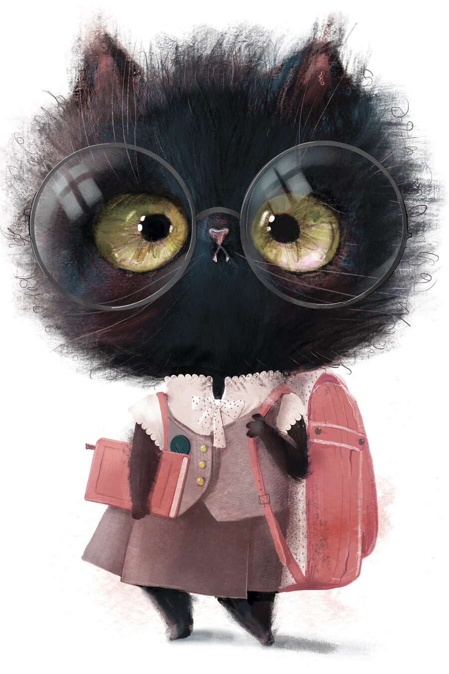 Gattino pronto per scuola — design completo