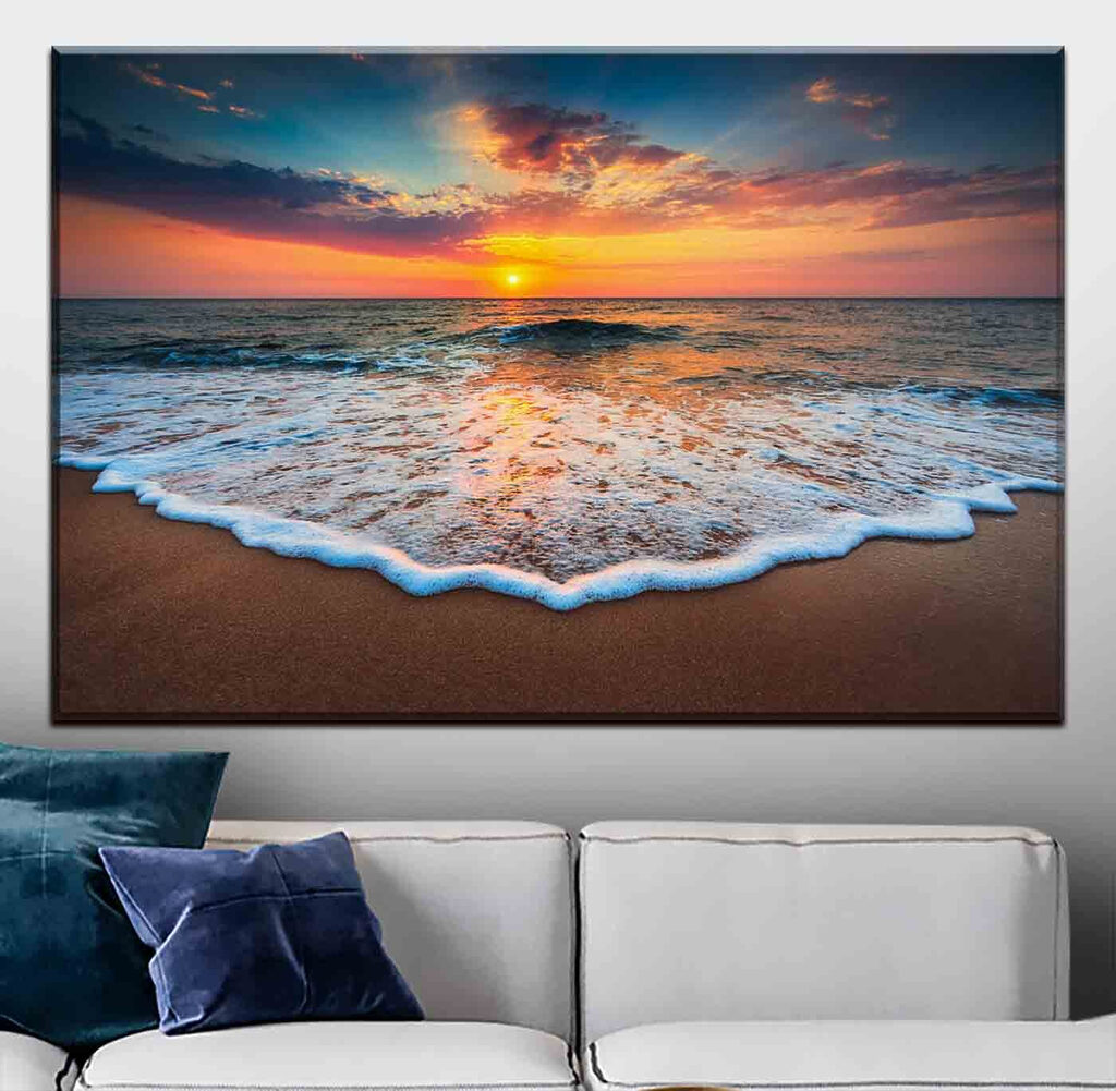Tramonto sulla schiuma in un ambiente