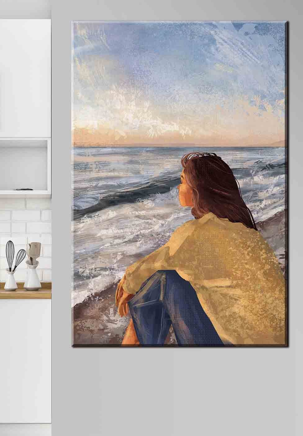 Seduta sul mare in un ambiente
