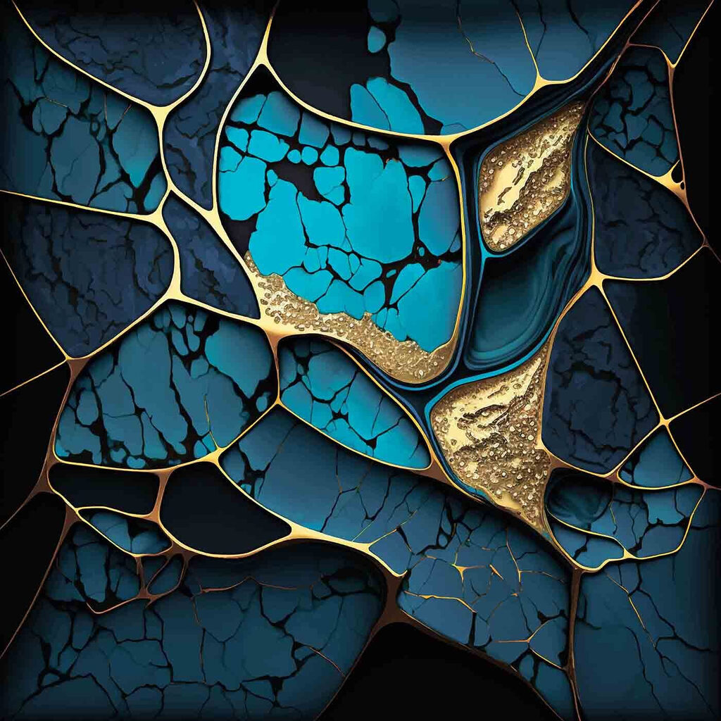 Turchese tra fratture d’oro — design completo