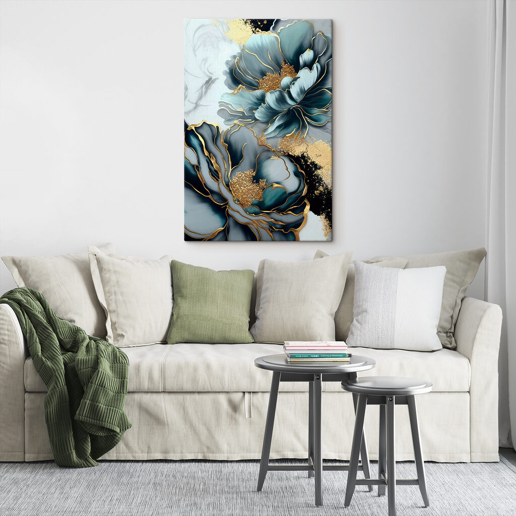 Fiori blu, bordi d’oro — ambiente 6