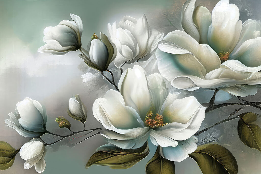 Magnolia in verde fresco — design completo
