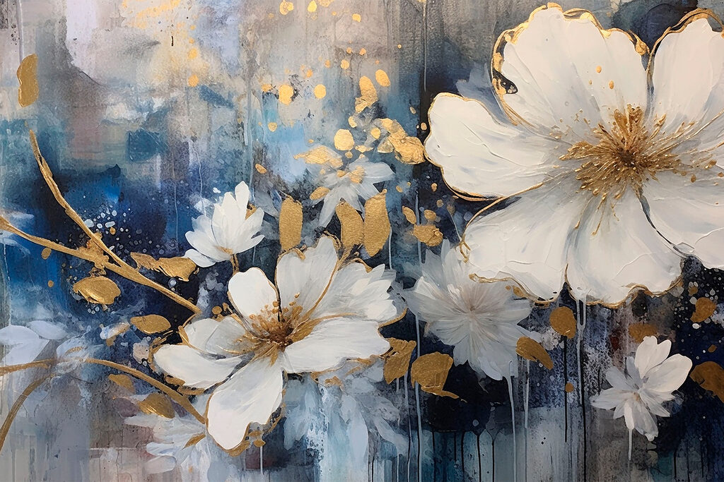 Fiore bianco sul blu — design completo